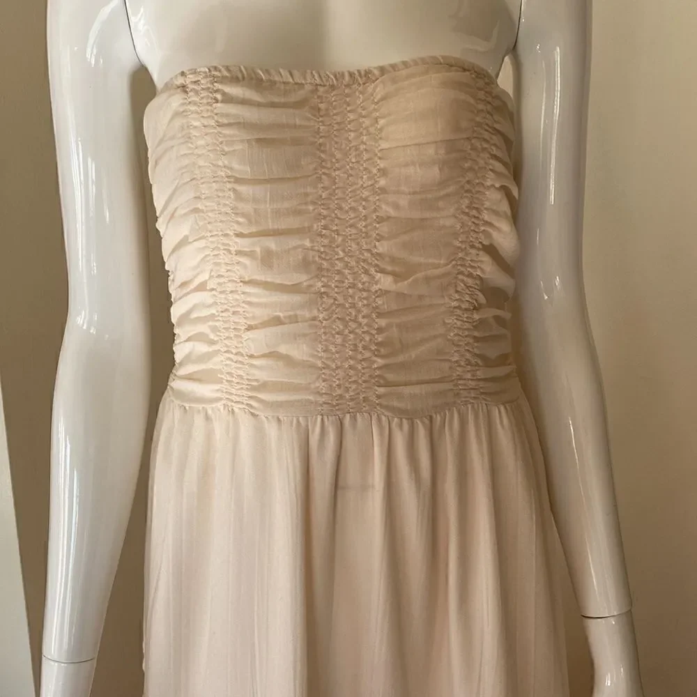 Free People Cream and Neon Orange Festival Peasant Dress Size Small